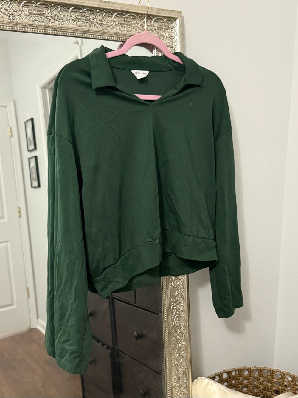 Calvin Klein Forest Green Collared Pullover Hoodie
